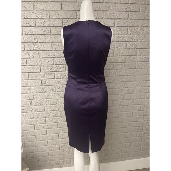 Ellen Tracy Purple Sleeveless Asymmetrical Neckline Dress Size 6 - Picture 6 of 13